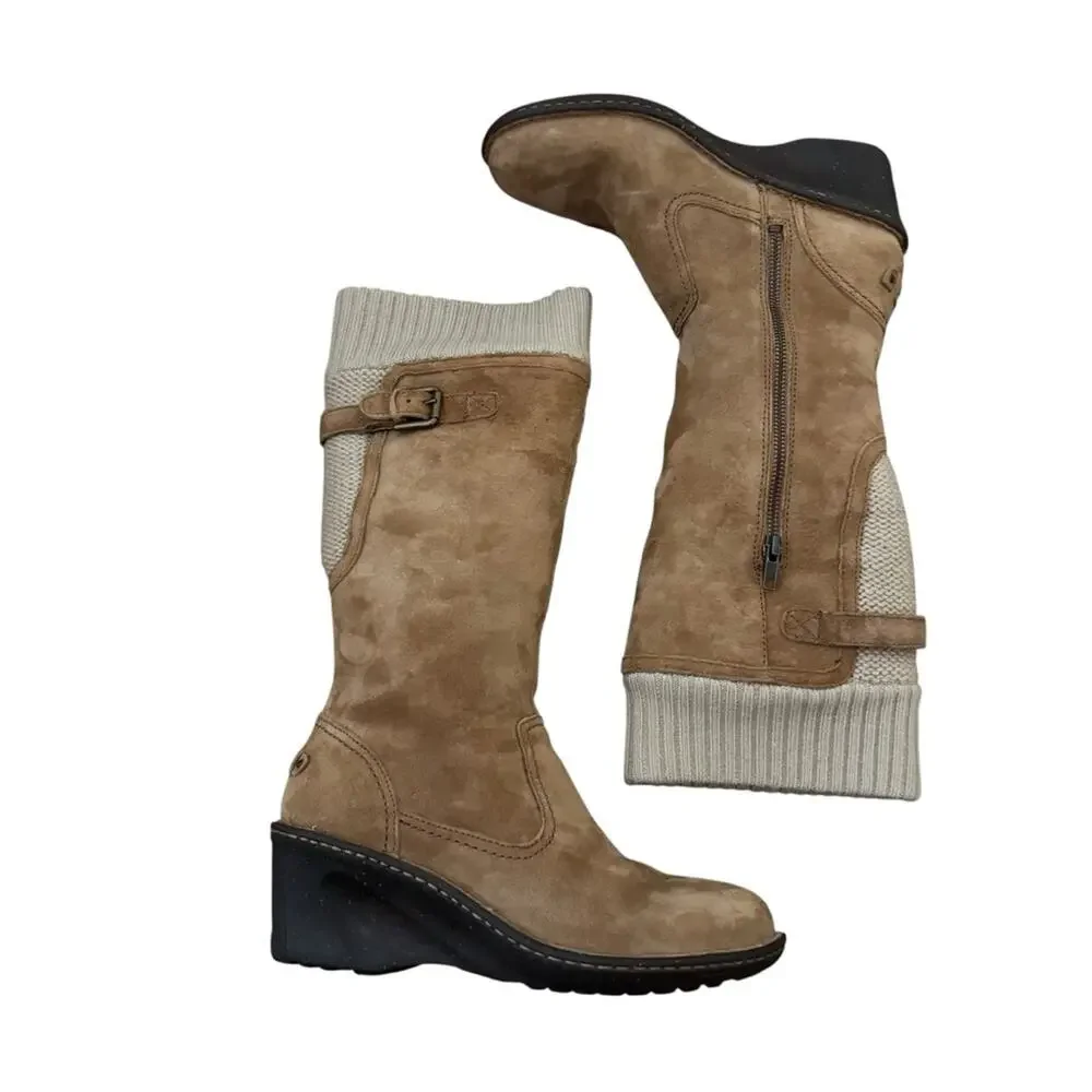 UGG Women’s Skyfall Suede Wedge Boots Chestnut Brown Size 9